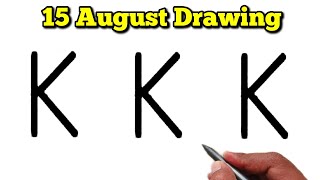 How to Draw a Bird with Indian Flag Using Letter K | Creative 15 August Independence Day Art
