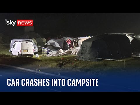 Campsite crash: Car ploughs into family tent with baby inside