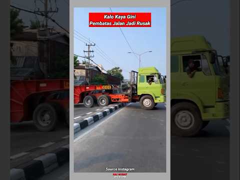 Viral Truk Trailer Lewati Pembatas Jalan, Kalo kaya gitu Jadi Rusak