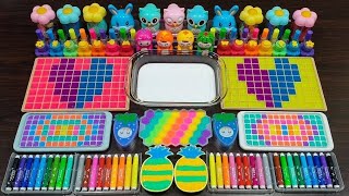 Rainbow slime ! Mixing random things into store-bought slime ! Enjoy slime videos !!!