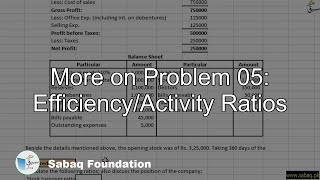 More on Problem 05: Efficiency/Activity Ratios