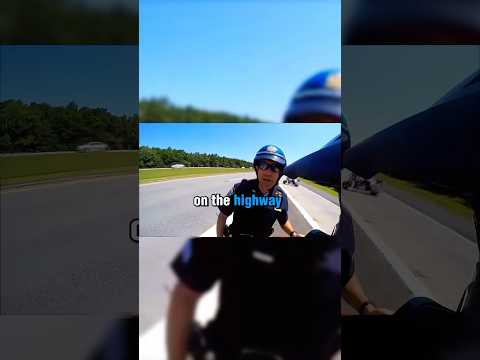 Biker cuts onto highway during an procession🚨 (⁠⁠@kenny1020304050) #bikelife #police #shorts