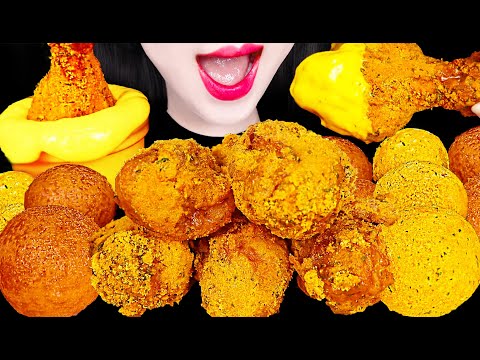 ASMR Fried Chicken, Cheese Ball 뿌링클 치킨, 치즈소스, 치츠볼 먹방 Mukbang, Eating