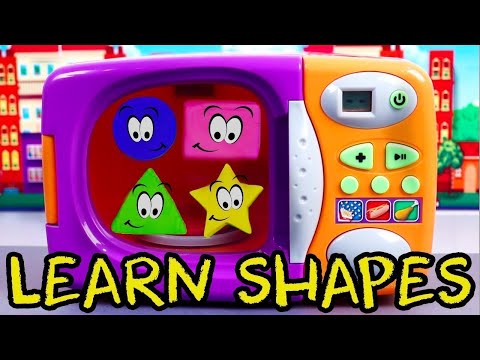 Learning Colors & Shapes Names with Microwave Toys for Kids