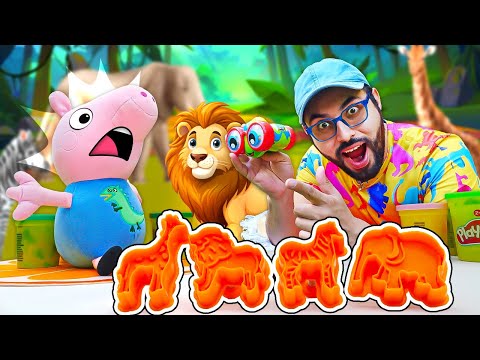 ¡Manu y George hacen animales de arena y plastilina! Juguetes peluches. Videos infantiles.