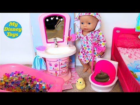 Baby Doll Morning Routine! Play Baby doll dress up in Pink Bedroom PlayToys