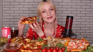 MUKBANG | Три пиццы (креветка, лосось, груша) | Three pizzas (shrimp, salmon, pear) не ASMR