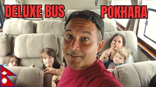 We Took A SUPER LUXURY Bus From KATHMANDU To POKHARA 🇳🇵 पोखरा घुम्न आउने विदेशीहरू