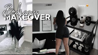 ULTIMATE Bedroom Tranformation ᰔᩚ Moving Vlog, Small Closet Set Up, Black & White Decor + Organizing
