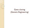 Gene Cloning and Plasmid Functions