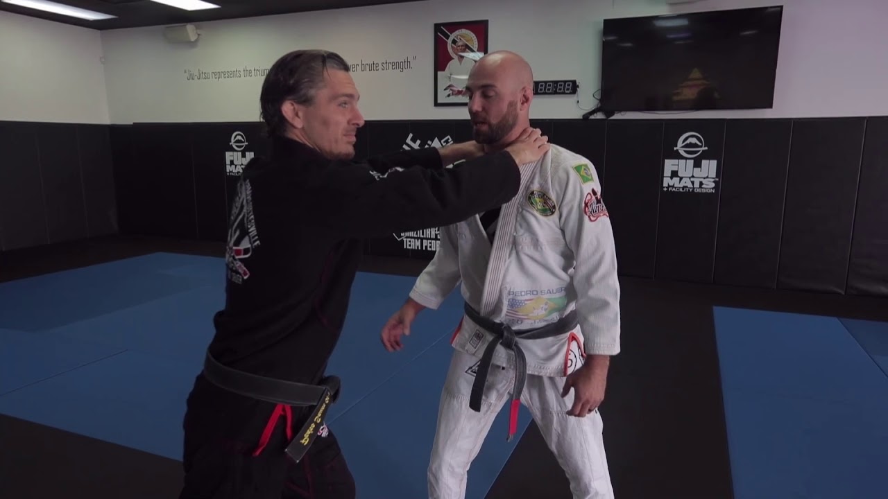 Two-hand front choke defense (bend at hips)