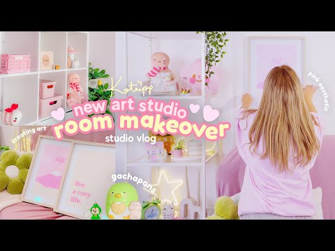 art studio makeover 🌸📦 moving into my NEW art studio, cozy studio transformation | STUDIO VLOG