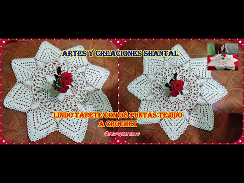 Te Enseño Tejer Este Lindo Tapete Grande Con 08 Puntas Paso a Paso Tejido a Crochet - Video Completo