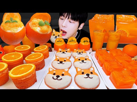 ASMR MUKBANG | 직접 만든 갤럭시 꿀젤리 오렌지 디저트 아이스크림 먹방 & 레시피 DESSERT GALAXY HONEY JELLY CANDY