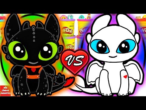 Huevos Sorpresa Gigantes de Como Entrenar a tu Dragon 3 de Chimuelo VS Furia Luminosa de Plastilina