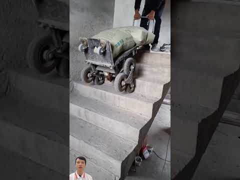 Vận chuyển xi măng lên cầu thang #machine #satisfying #viralvideo