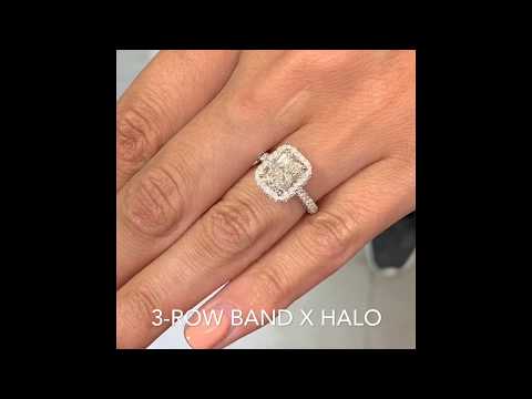 2.2 ct Radiant Cut Diamond Three-Row Engagement Ring