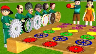 Scary Teacher 3D vs Squid Game Trying Put in Key Lock Wooden Wheel Rolling Challenge Who's Boss
