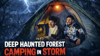 Winter Night Camping in Haunted Jungle During Heavy Storm ⛈️ | Forest Camping Video