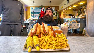 I ORDERED THE HOTDOG CHALLENGE THAT NOBODY COULD BEAT AT A CAFE IN WALES! | BeardMeatsFood