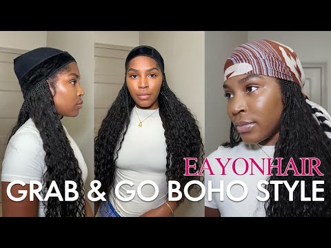 CROCHET BOHO BRAIDS ON A CAP!? AND A BAND😱| Grab & Go🔥 FT EAYON HAIR