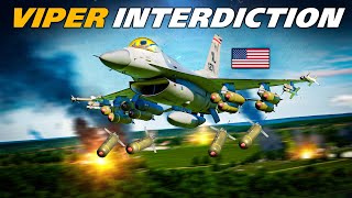 NATO F-16C Viper - Cluster Munitions Carpet Advancing Soviet Forces | Digital Combat Simulator | DCS