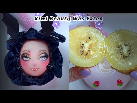Kiwi 🥝 fruit ASMR makeup removal tutorials transformation, before and after. Calm and relax.