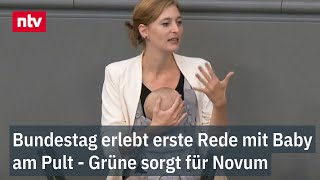 Bundestag erlebt erste Rede mit Baby am Pult - Grüne sorgt für Novum