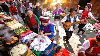 中國大理正宗白族集市，這裡沒有遊客，當地人即興舞蹈，簡單而又快樂，正宗的白族美食，難忘溫馨的體驗
