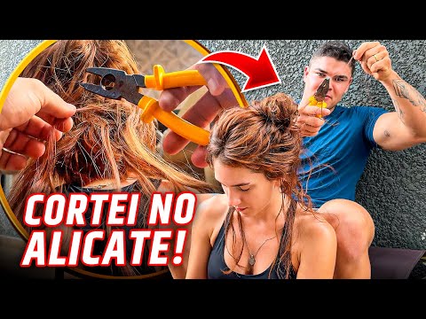 CORTEI O CABELO DA MINHA MULHER NO ALICATE! (não é clickbait)