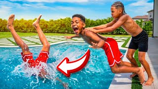 DJ GOT PUSHED IN THE SWIMMING POOL **BAD IDEA**