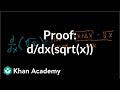 Understanding the Derivative of the Square Root of x