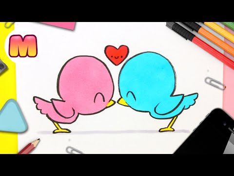 CÓMO DIBUJAR UNOS PAJAROS KAWAII - Dibujos fáciles kawaii - Aprende a dibujar animales kawaii