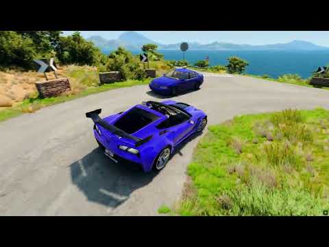 Strolling around a corner of Italy in BeamNG Drive with Chevrolet Corvette (C7)