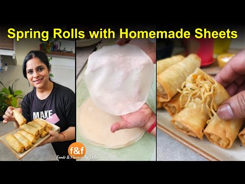 Spring rolls recipe with homemade spring roll sheets 😋 How to make spring rolls sheets at home