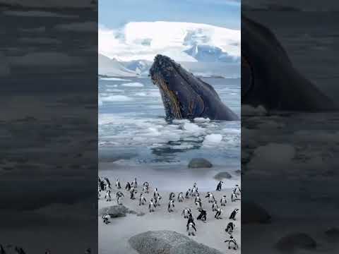 MEREKAM Pinguin vs Paus di tepi laut #animals #shorts #yearofyou #predator #wildlife