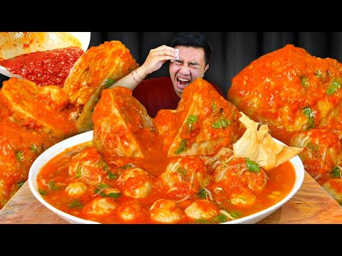 GILAA 🥵 MUKBANG BAKSO URAT BERANAK LAVA JUMBO KUAH PEDAS SIRAM SAMBAL 1 MANGKOK