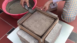 Make the garden more lively and beautiful / Flower pot made from cardboard and cement