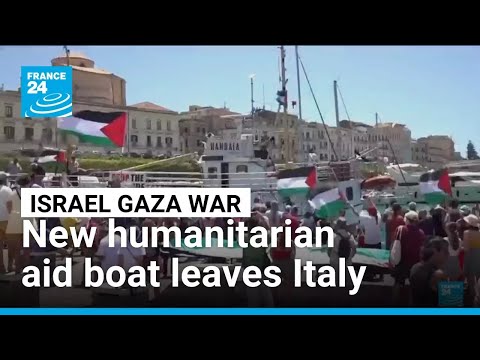 YouTube video thumbnail: New Gaza-Bound Aid Boat Leaves Italy