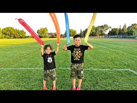 Troy and Izaak Plays with Rocket Balloons Outdoor Fun for kids