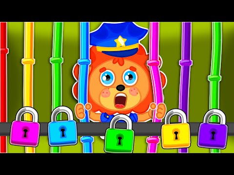 LeonCito | Jaula hecha de tubos multicolores | Dibujos animados | Video Para Niños