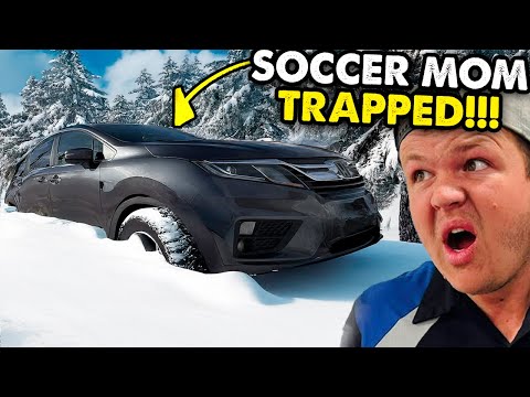 Van Takes WRONG Turn on Icy Road.. Needs RESCUE!