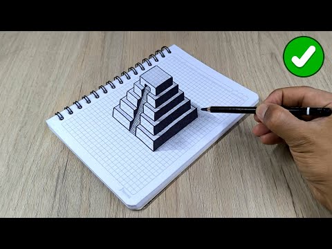 TRUCO para Dibujar en 3D 👉 Como Dibujar una Piramide para principiantes