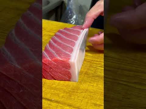 Flawless Otoro Trimming! 😍 The Finest Bluefin Tuna Sashimi Prep! 🔪🐟 #Sushi #tuna  #SatisfyingCut