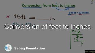 Conversion of feet to inches