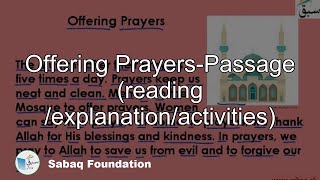 Offering Prayers-Passage (reading /explanation/activities)