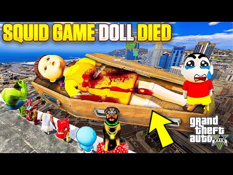 Franklin and Shinchan Found SQUID GAME DOLL Killed In GTA 5 | Who Killed?