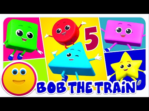 Five Little Shapes Jumping on the Bed Learning Baby Song by Bob the Train