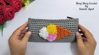 مقلمه كروشيه/محفظه/كلاتش crochet wallet/crochet pincel case/crochet clutch