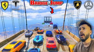 GTA 5 SUPER CARS🚀 VS BIGGEST BRIDGE JUMP CHALLENGE |ABHISHEKKZ GAMING